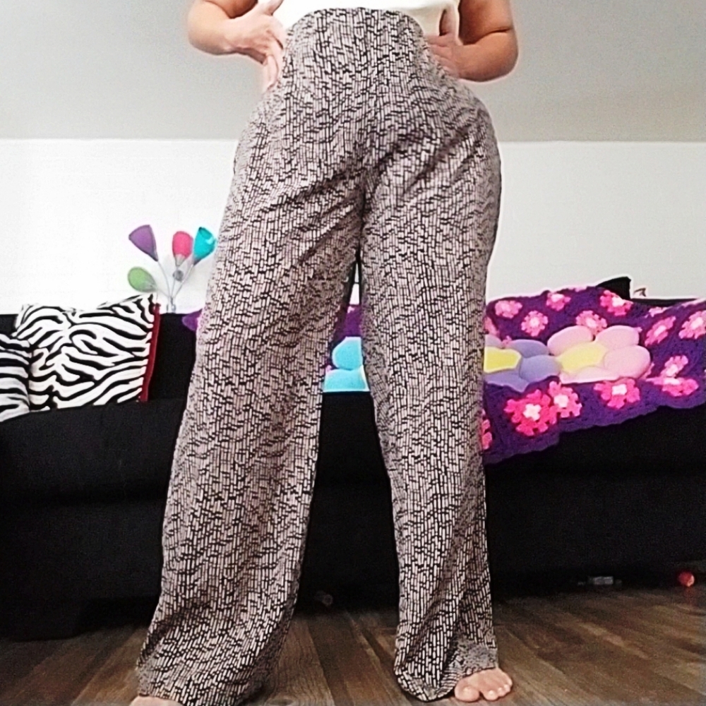 Vintage plus size funky print wide leg pants